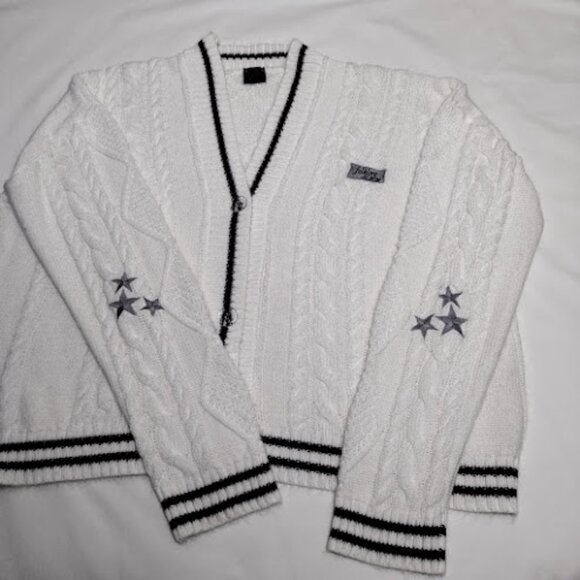 TAYLOR SWIFT INSPIRED | White Chunky Cable Knit Oversized Cardigan Wool Blend OS - Picture 3 of 16